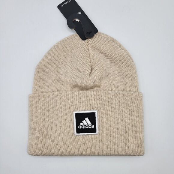 adidas Other - Adidas Mens Womens Aeroready Beanie Alumina Beige Wide Cuff Fold One Size